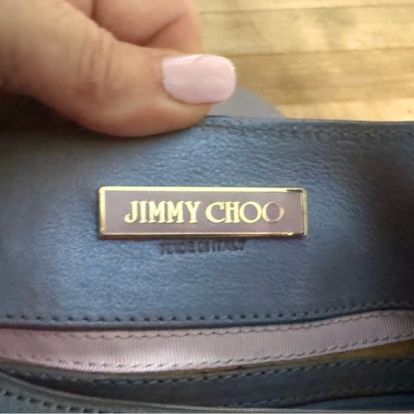 RARE Jimmy Choo Blue Leather Satchel Handle Bag Purse - Picture 8 of 10